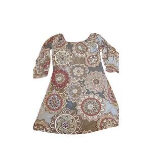 Ladies gray and red paisley patterned JJ boutique Boho style‎ size large dress